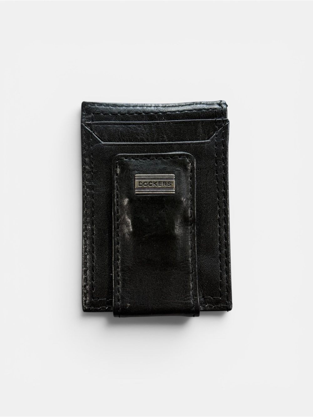 Dockers Genuine Leather Magnetic Money Clip Wallet Black Slim Minimalist